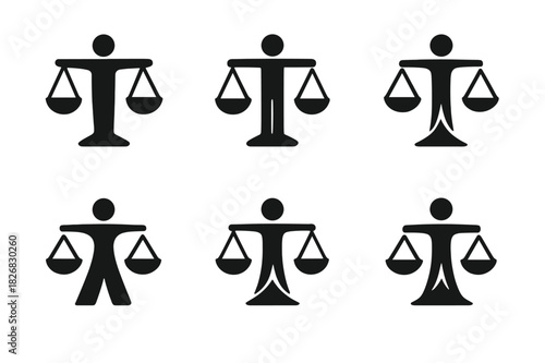 Financial Independence Icons. Financial independence. Icon set. Set Logo of financial independence: independent balance scale. harmonious logo variations of