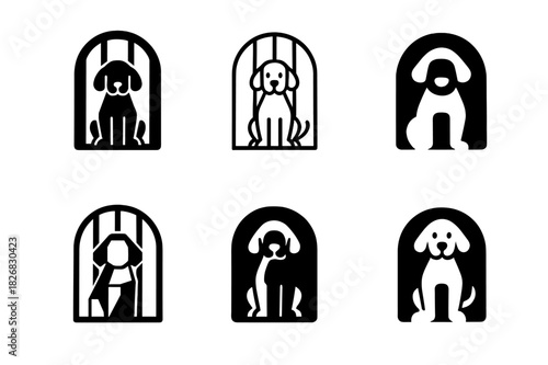 Breeder Logo Variations. Breeder. Icon set. Set Logo of Breeder: Kennel Gate. harmonious logo variations of the same emblematic concept, each with different