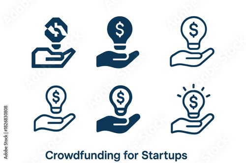 Crowdfunding Logo Collection. Crowdfunding for Startups. Icon set. Set Logo of Crowdfunding for Startups: Online Campaign. harmonious logo variations of the