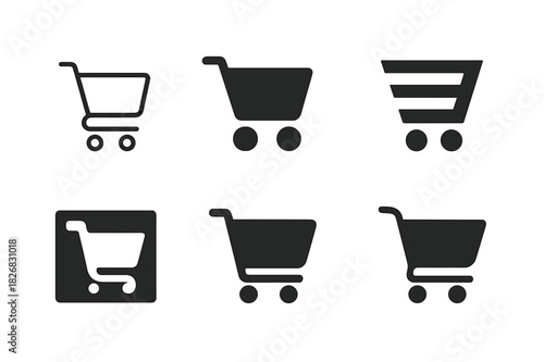 Cart Logo Variations. Cart. Icon set. Set Logo of cart: shopping cart icon. harmonious logo variations of the same emblematic concept, each with different
