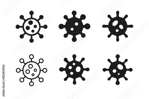 Microorganism Logo Variations. microorganism. Icon set. Set Logo of microorganism: microscopic view. harmonious logo variations of the same emblematic concept,