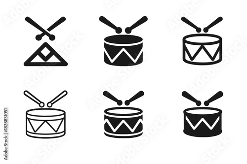 Toddler Playtime Logos. toddler playtime. Icon set. Set Logo of toddler playtime: toy drum and mallets. harmonious logo variations of the same emblematic