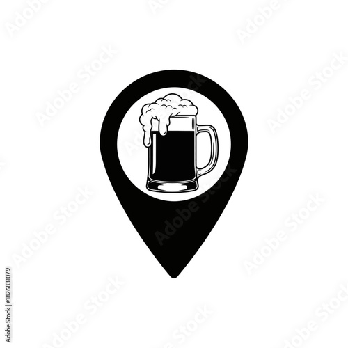 Location pin icon with a beer mug, symbolizing a pub or brewery
