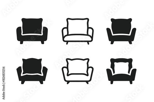 Pillow Logo Variations. Pillows and cushions. Icon set. Set Logo of pillows and cushions: sofa pillow. harmonious logo variations of the same emblematic