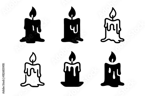 Emotional Exhaustion Icons. Emotional exhaustion. Icon set. Set Logo of emotional exhaustion: burning candle melting down. harmonious logo variations of the
