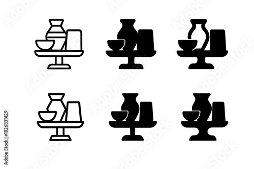 Handmade Crafts Icons. Creating and selling handmade crafts. Icon set. Set Logo of handmade crafts: handcrafted items on display. harmonious logo variations of