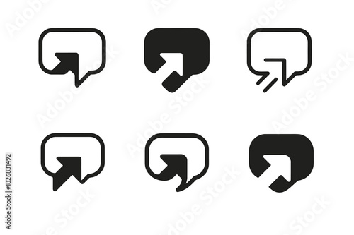 Harmonious Comment Icons. Comment Section Concept. Icon set. Set Logo of Comment Section Concept: reply arrow and message. harmonious logo variations of the