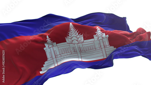 Cambodia flag - 3D realistic waving flag on transparent png. Background with transparency