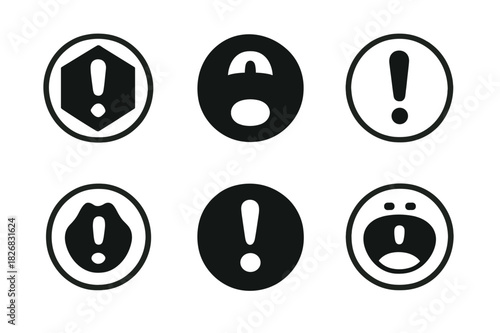 Emotional Icon Set. emotional expression. Icon set. Set Logo of emotional expression: open mouth exclamation icon. harmonious logo variations of the same