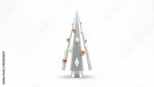 Minimalist christmas tree, clean white background, modern style