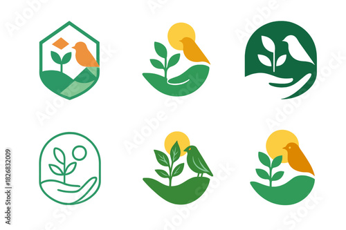 Biodiversity Conservation Icons. biodiversity conservation. Icon set. Set Logo of biodiversity conservation: protected habitat illustration. harmonious logo