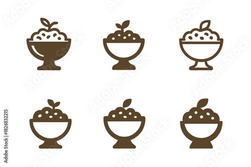 Passover Icon Variations. Passover Haggadah. Icon set. Set Logo of Passover Haggadah: Charoset Bowl. harmonious logo variations of the same emblematic concept,