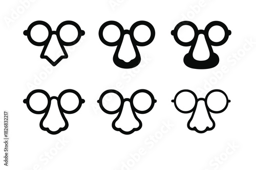 Humorous Icon Variations. Humorous Content. Icon set. Set Logo of Humorous Content: Funny glasses and nose. harmonious logo variations of the same emblematic