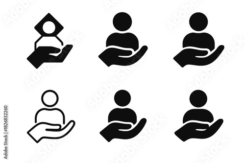 Personalized Service Icons. personalized service. Icon set. Set Logo of personalized service: individual attention. harmonious logo variations of the same