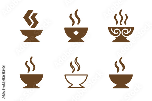 Hygiene Emblem Variations. Cultural approaches to hygiene. Icon set. Set Logo of cultural hygiene: incense for purification. harmonious logo variations of the