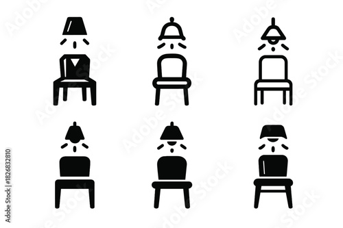 Emotional Exhaustion Logos. Emotional exhaustion. Icon set. Set Logo of emotional exhaustion: empty chair and dim light. harmonious logo variations of the same
