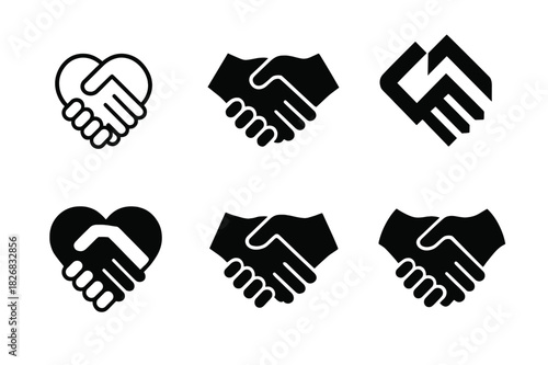 Friendship Icon Variations. Building and maintaining strong friendships. Icon set. Set Logo of building and maintaining strong friendships: