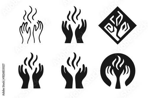 Whispering Spectral Logos. Whispers of torment in the air. Icon set. Set Logo of whispers of torment in the air: ghostly hands reaching. harmonious logo