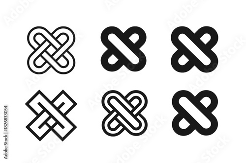 Destiny Logo Variations. Destiny and fate. Icon set. Set Logo of destiny and fate: intertwined paths. harmonious logo variations of the same emblematic