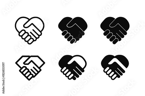 Trust and Loyalty Icons. Trust and loyalty in friendships. Icon set. Set Logo of trust and loyalty: two figures embracing. harmonious logo variations of the