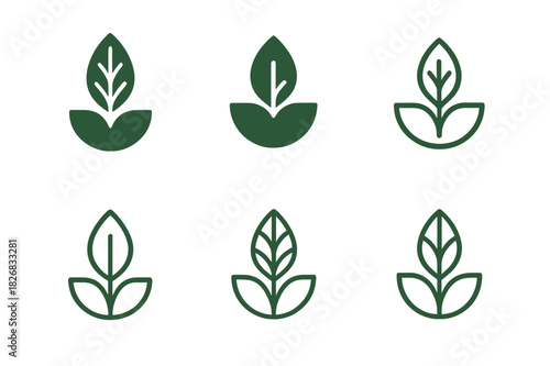 Natural Logo Variations. Raw. Icon set. Set Logo of raw: natural and organic symbol. harmonious logo variations of the same emblematic concept, each with