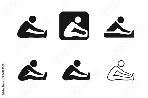 Pilates Logo Variations. Pilates and stretching. Icon set. Set Logo of pilates and stretching: balance posture. harmonious logo variations of the