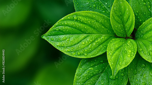 Lush Green Leaves with Morn...
