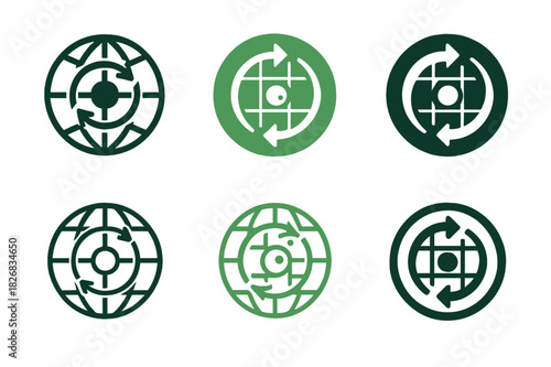 Cellular Regeneration Logos. life extension through cellular regeneration. Icon set. Set Logo of life extension through cellular regeneration: cell repair