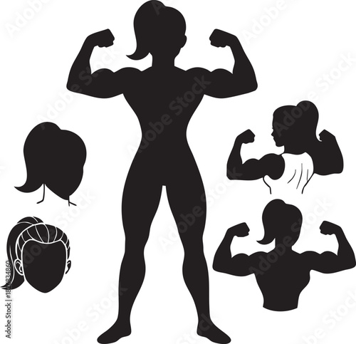 Silhouette illustration of a woman in yoga poses