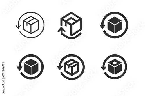 Circular Economy Logos. Circular economy and waste reduction initiatives. Icon set. Set Logo of circular economy: product life cycle. harmonious logo
