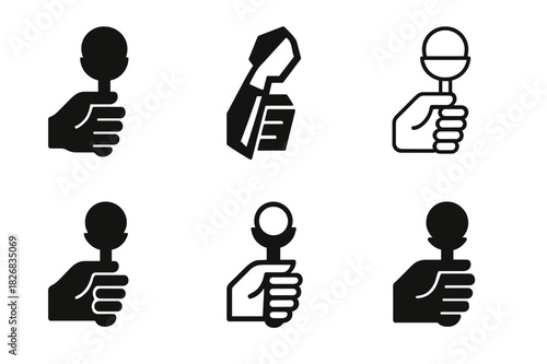 Ice Cream Icon Variations. setting up an ice cream sundae bar. Icon set. Set Logo of setting up an ice cream sundae bar: ice cream scoop in hand. harmonious