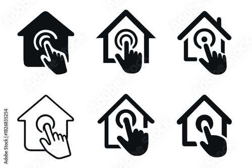 Interactive Icons Grid. Interactive home entertainment experiences. Icon set. Set Logo of interactive home entertainment experiences: gesture control icon.