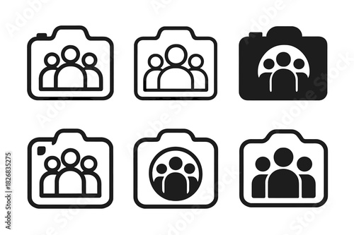 Memory Icon Set. Creating memories with friends and family. Icon set. Set Logo of creating memories with friends and family: camera snapshot. harmonious logo