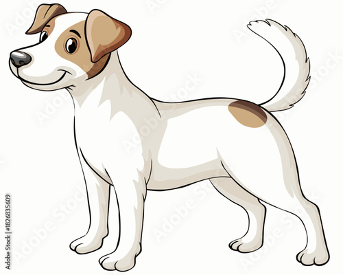 Happy jack russell terrier dog standing and smiling