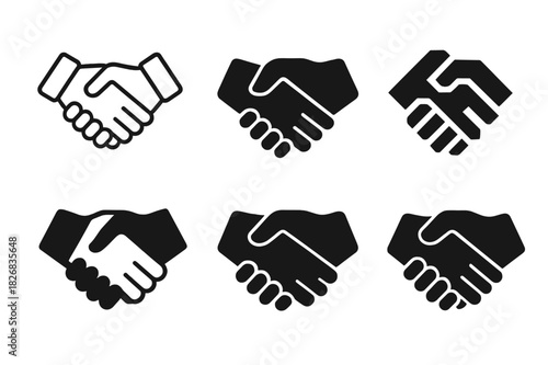 Personalized Service Icons. personalized service. Icon set. Set Logo of personalized service: handshake. harmonious logo variations of the same emblematic