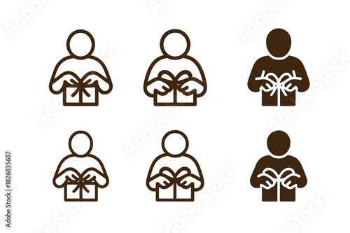 Handmade Crafts Icons. Creating and selling handmade crafts. Icon set. Set Logo of handmade crafts: handcrafted items on display. harmonious logo variations of