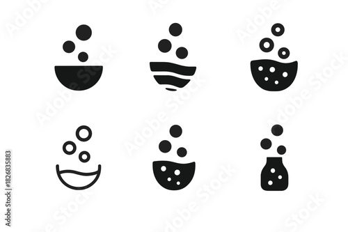 Soda Pop Logos. Soda pop. Icon set. Set Logo of soda pop: effervescent bubbles rising. harmonious logo variations of the same emblematic concept, each with