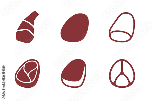 Tenderloin Logo Variations. tender meats. Icon set. Set Logo of tender meats: tenderloin cut icon. harmonious logo variations of the same emblematic concept,