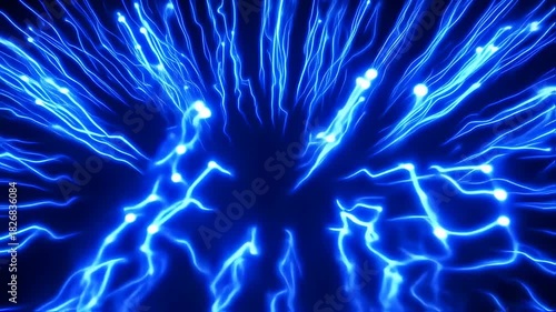Glowing blue energy flows in a dynamic pattern against a deep, dark background