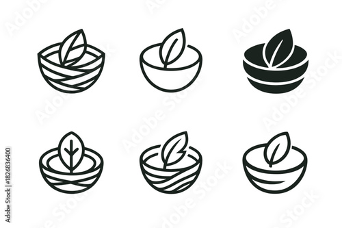 Nest Logo Variations. Nest. Icon set. Set Logo of nest: ant nest mound with tunnel cross-section. harmonious logo variations of the same emblematic concept,