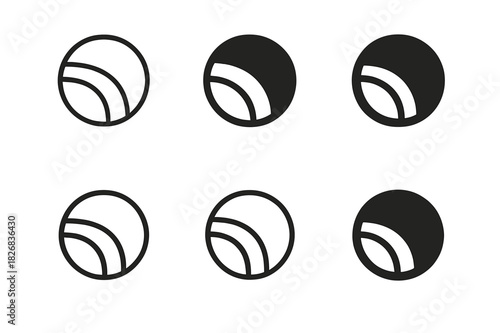 Lithosphere Icon Logos. Lithosphere. Icon set. Set Logo of cross-section Earth globe. harmonious logo variations of the same emblematic concept (Minimal