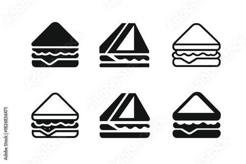 Sandwich Icon Set. sandwich with toppings. Icon set. Set Logo of sandwich with toppings: club sandwich icon. harmonious logo variations of the same emblematic