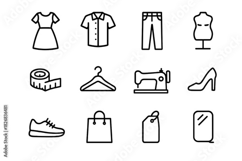 Inclusive Fashion Icons. Health record management. Line icon set of health record management: folder, document, chart, database, lock, shield, QR code,