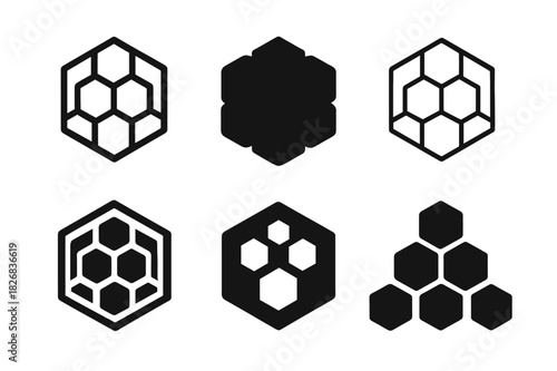 Geometric Icon Set. Geometric shapes. Icon set. Set Logo of geometric shapes: concentric rings with radial spokes. harmonious logo variations of the same