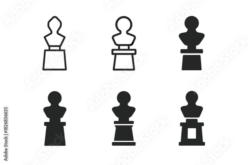 Museum Icon Variations. Visiting museums. Icon set. Set Logo of art exhibit. harmonious logo variations of the same emblematic concept (Filled silhouette,