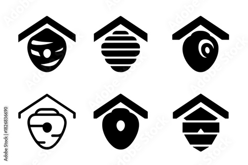 Nest Logo Variations. Nest. Icon set. Set Logo of nest: ant nest mound with tunnel cross-section. harmonious logo variations of the same emblematic concept,