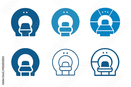 CT Scan Logo Variations. ct scan. Icon set. Set Logo of ct scan: machine control panel. harmonious logo variations of the same emblematic concept, each with