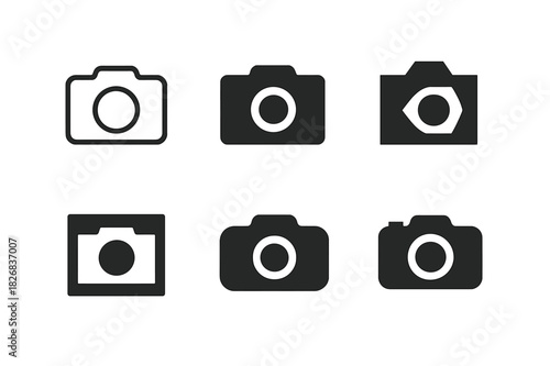Vintage Camera Logos. Vintage magazine. Icon set. Set Logo of vintage magazine: retro camera. harmonious logo variations of the same emblematic concept