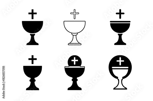 King Arthur Emblem Set. King Arthur's legends. Icon set. Set Logo of King Arthur's legends: Holy Grail. harmonious logo variations of the same emblematic