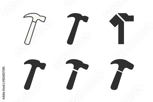 Carpenter Tools Logos. carpenter tools. Icon set. Set Logo of carpenter tools: hammer. harmonious logo variations of the same emblematic concept, each with